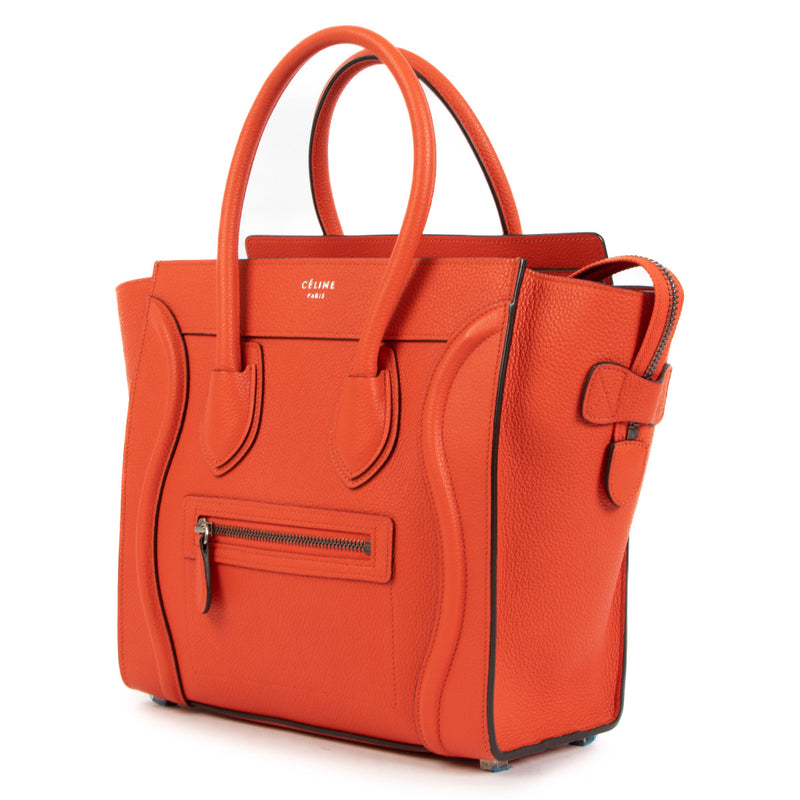 Celine Orange Calfskin Micro Luggage Bag