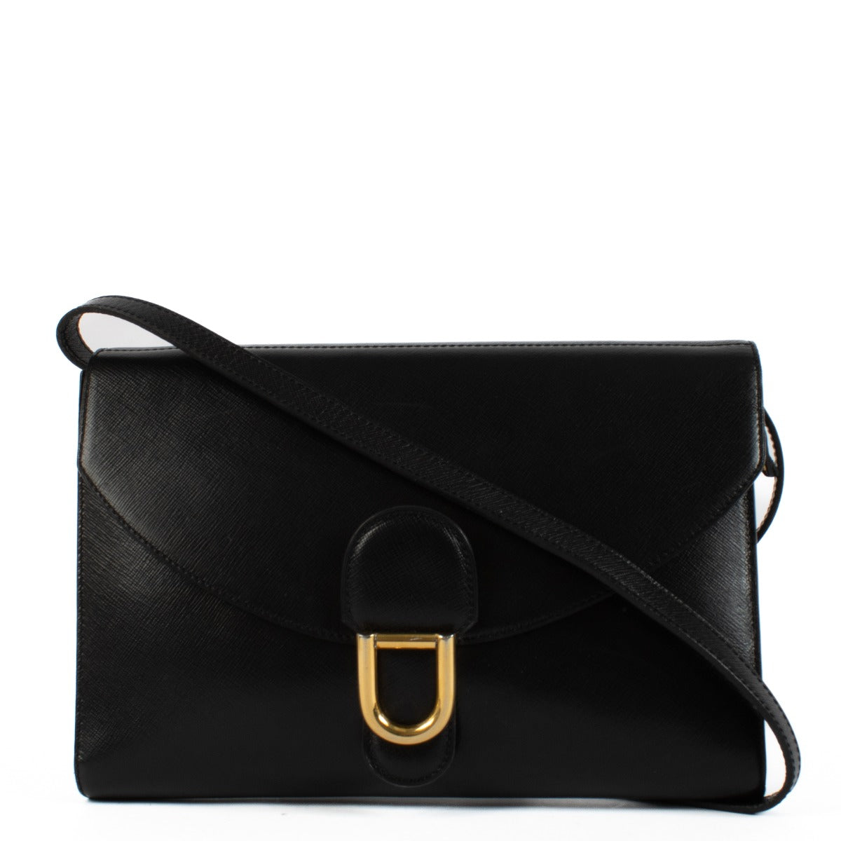 Shop safe online at Labellov in Antwerp, Brussels and Knokke this 100% authentic second hand Delvaux Black Leather Crossbody Clutch Bag