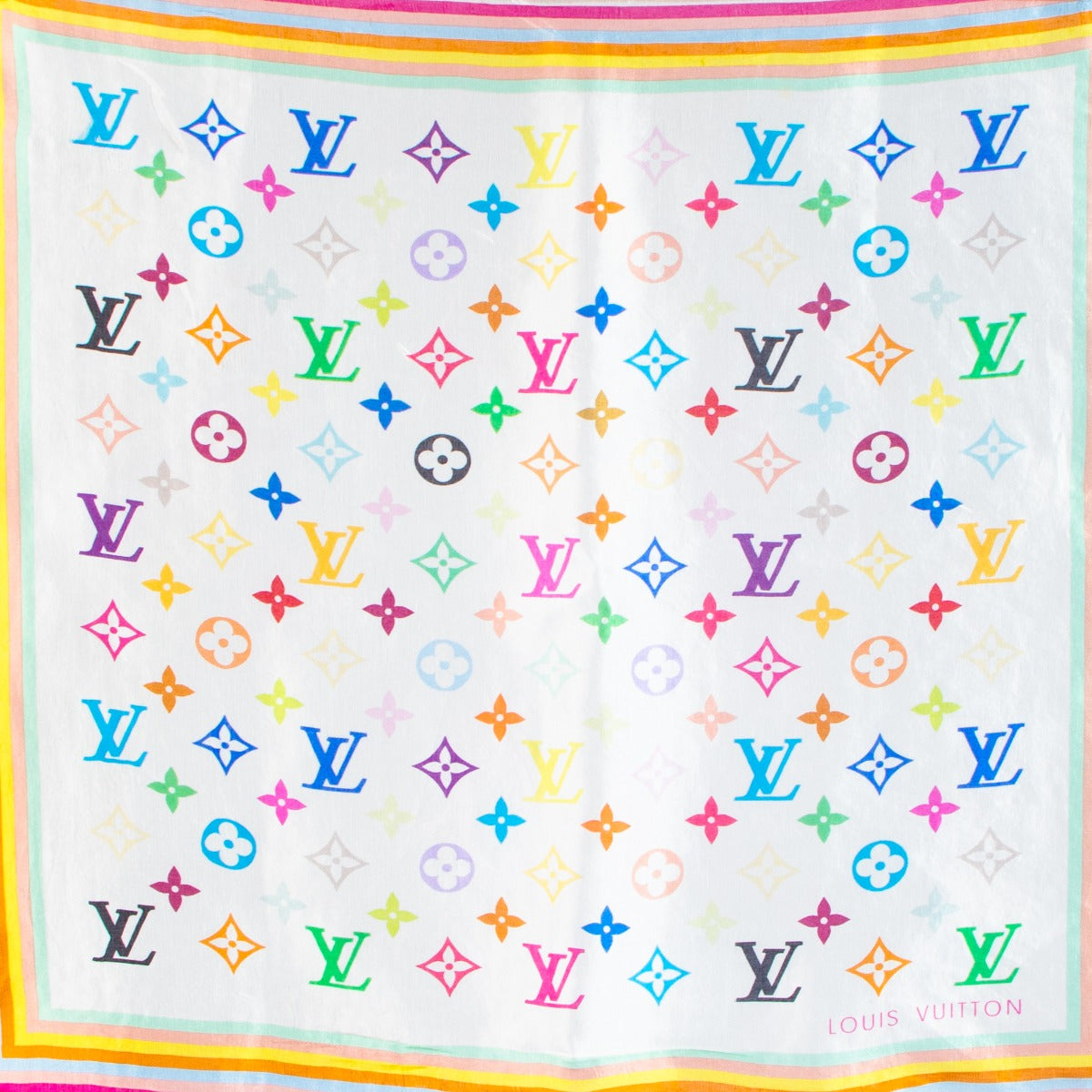 Louis Vuitton x Takashi Murakami White Monogram Multicolore Scarf