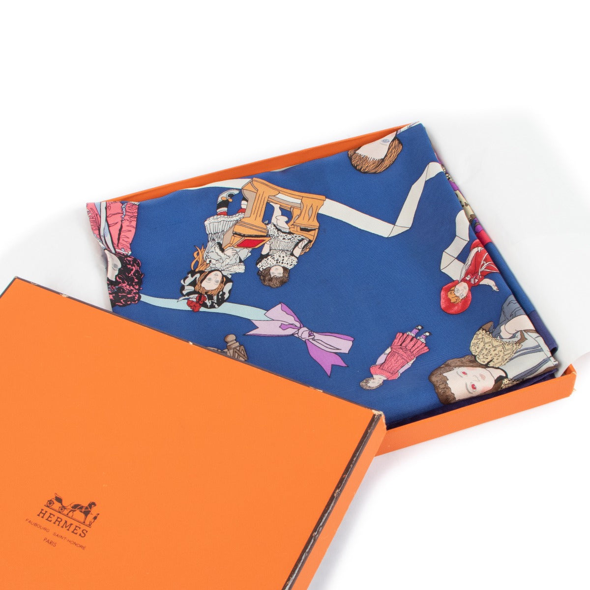 Carré de soie Hermès bleu Hello Dolly