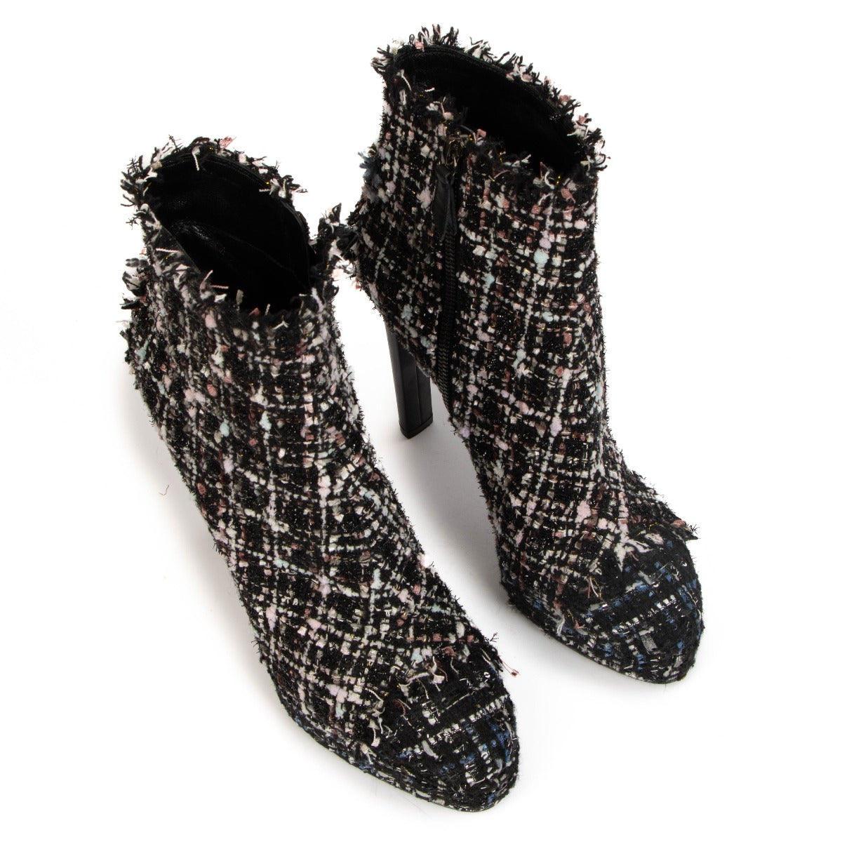 Casadei Linda Tweed Platform Ankle Boots