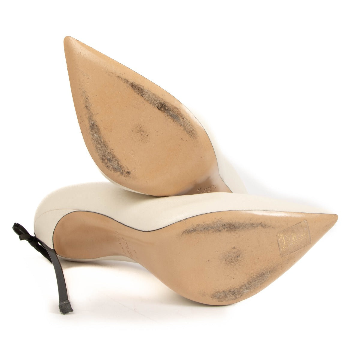 Escarpins Casadei Blade en cuir blanc à nœud – taille 39