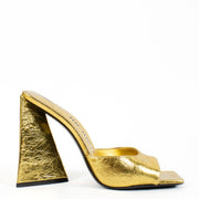 The Attico Gold Patent Leather Devon Sandals