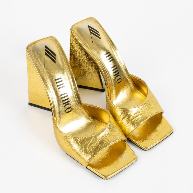 The Attico Gold Patent Leather Devon Sandals