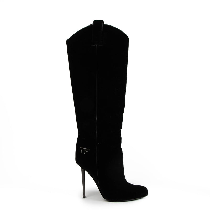 Tom Ford S/S 2014 Black Velvet Western-Cut Stiletto Boots