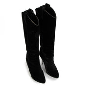 Tom Ford S/S 2014 Black Velvet Western-Cut Stiletto Boots