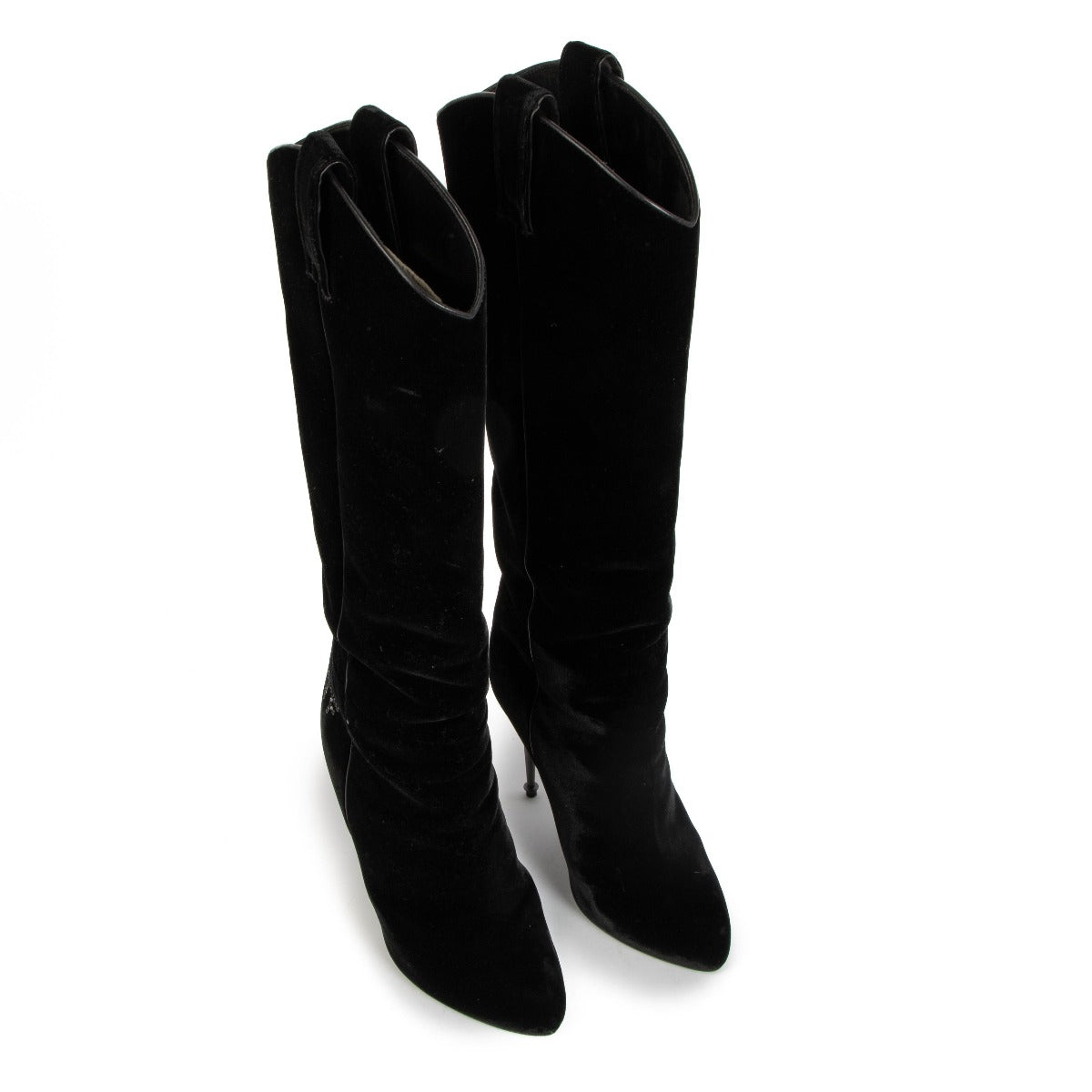Tom Ford S/S 2014 Black Velvet Western-Cut Stiletto Boots