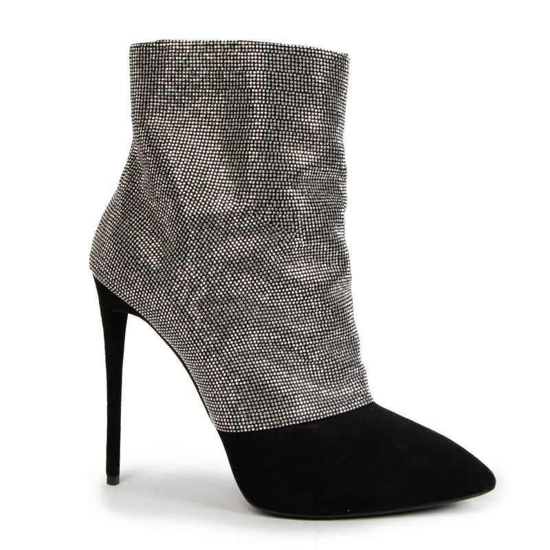 Giuseppe Zanotti Crystal Black Suede Ankle Boots