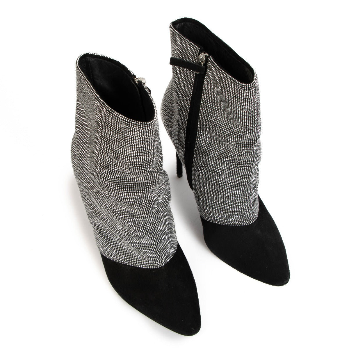 Giuseppe Zanotti Crystal Black Suede Ankle Boots