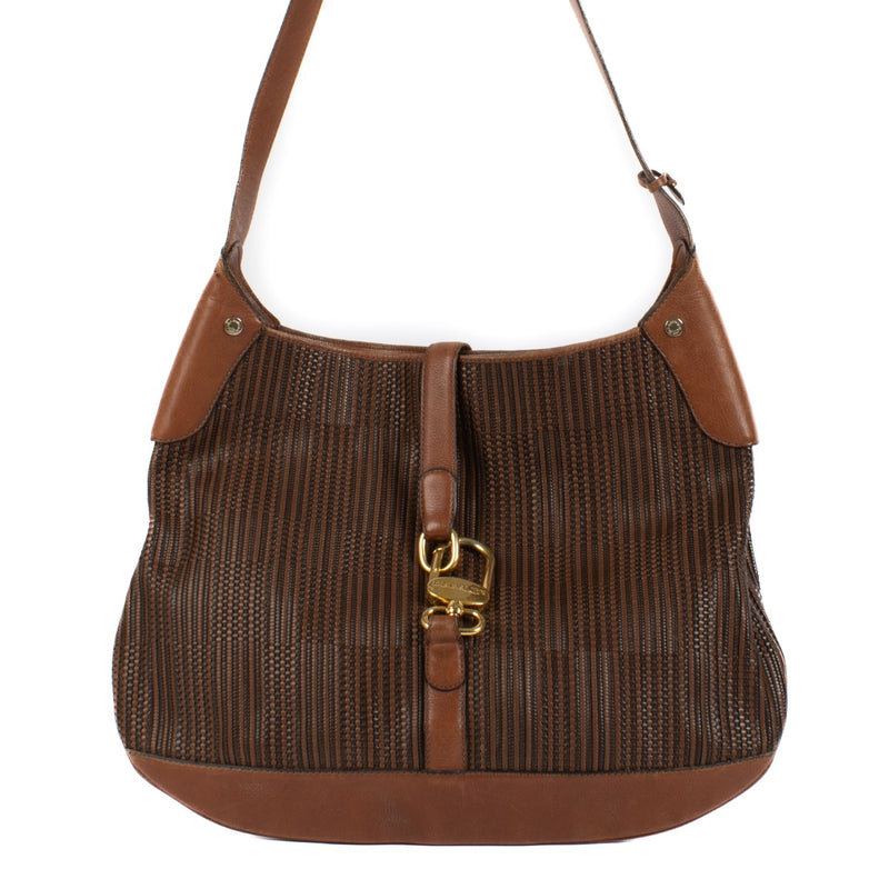 Delvaux Brown Toile de Cuir Treille Shoulder Bag