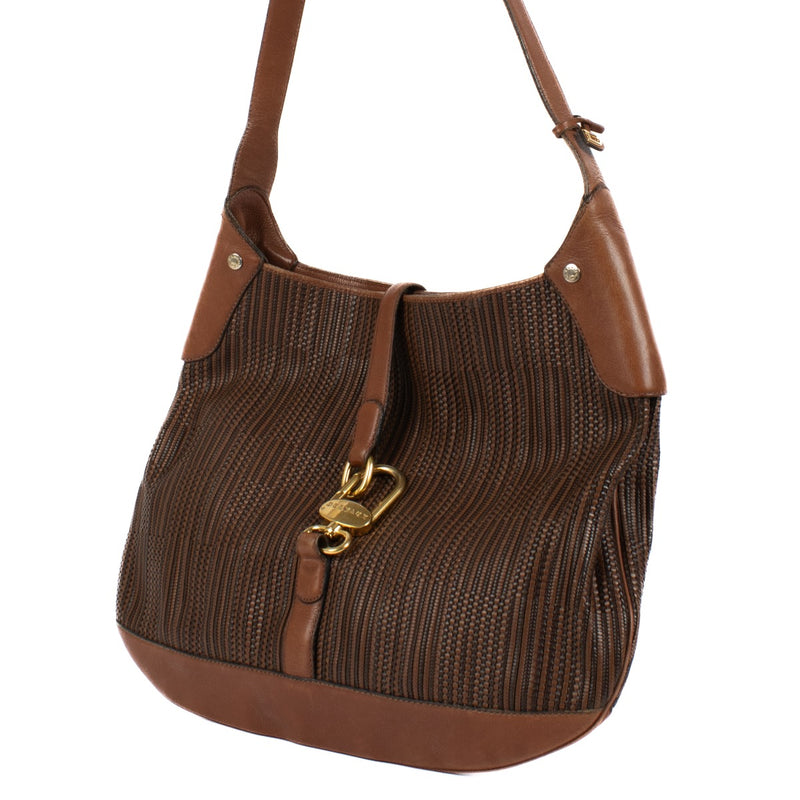 Delvaux Brown Toile de Cuir Treille Shoulder Bag