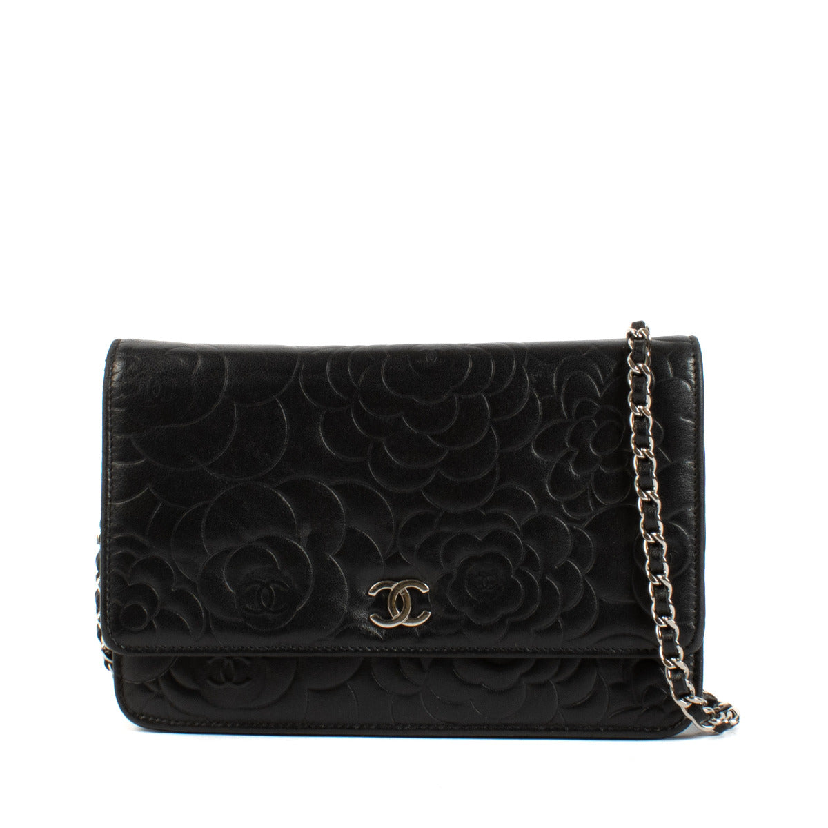 Chanel Black Camellia Wallet On Chain