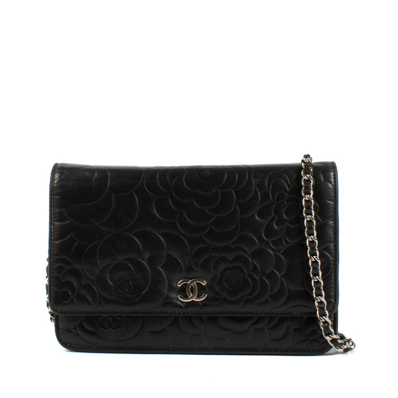 Chanel Black Camellia Wallet On Chain