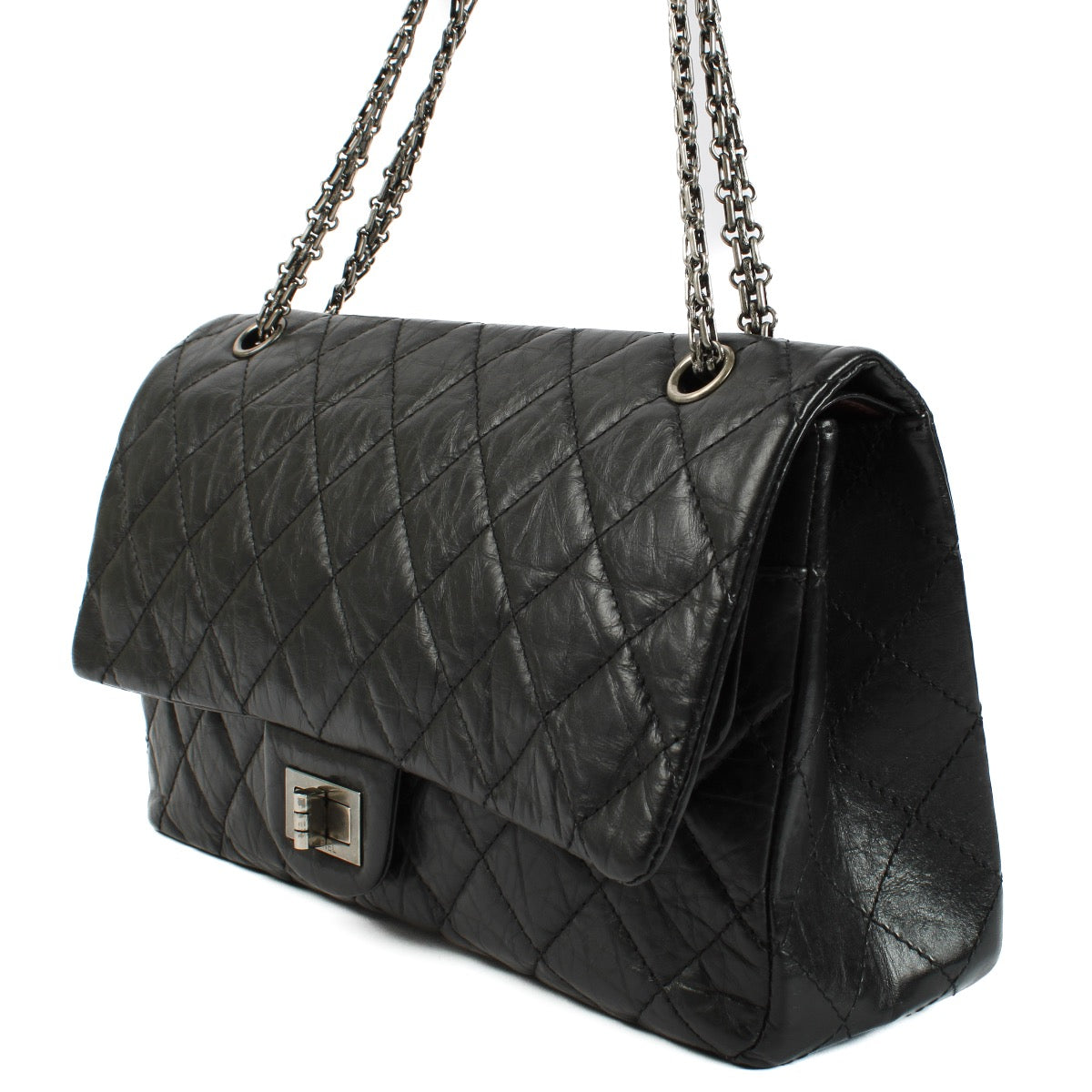Shop 100% authentic second hand Chanel Black Aged Calfskin Maxi 2.55 on Labellov.com