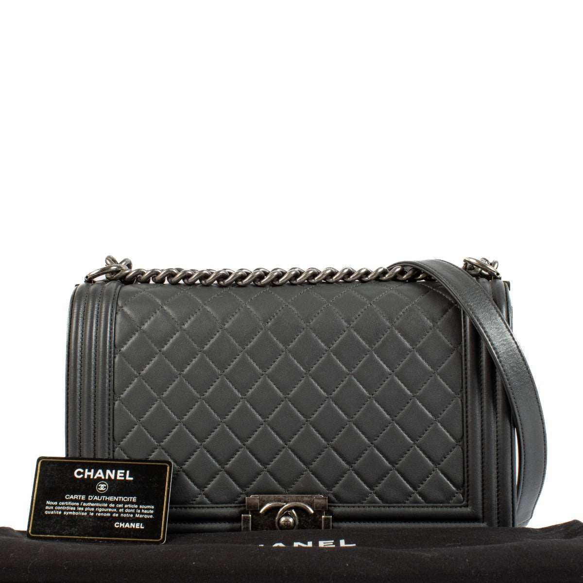 Chanel Grey Calfskin Large Boy Bag
