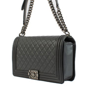 Second hand authentic Chanel Grey Calfskin Large Boy Bag on www.labellov.com