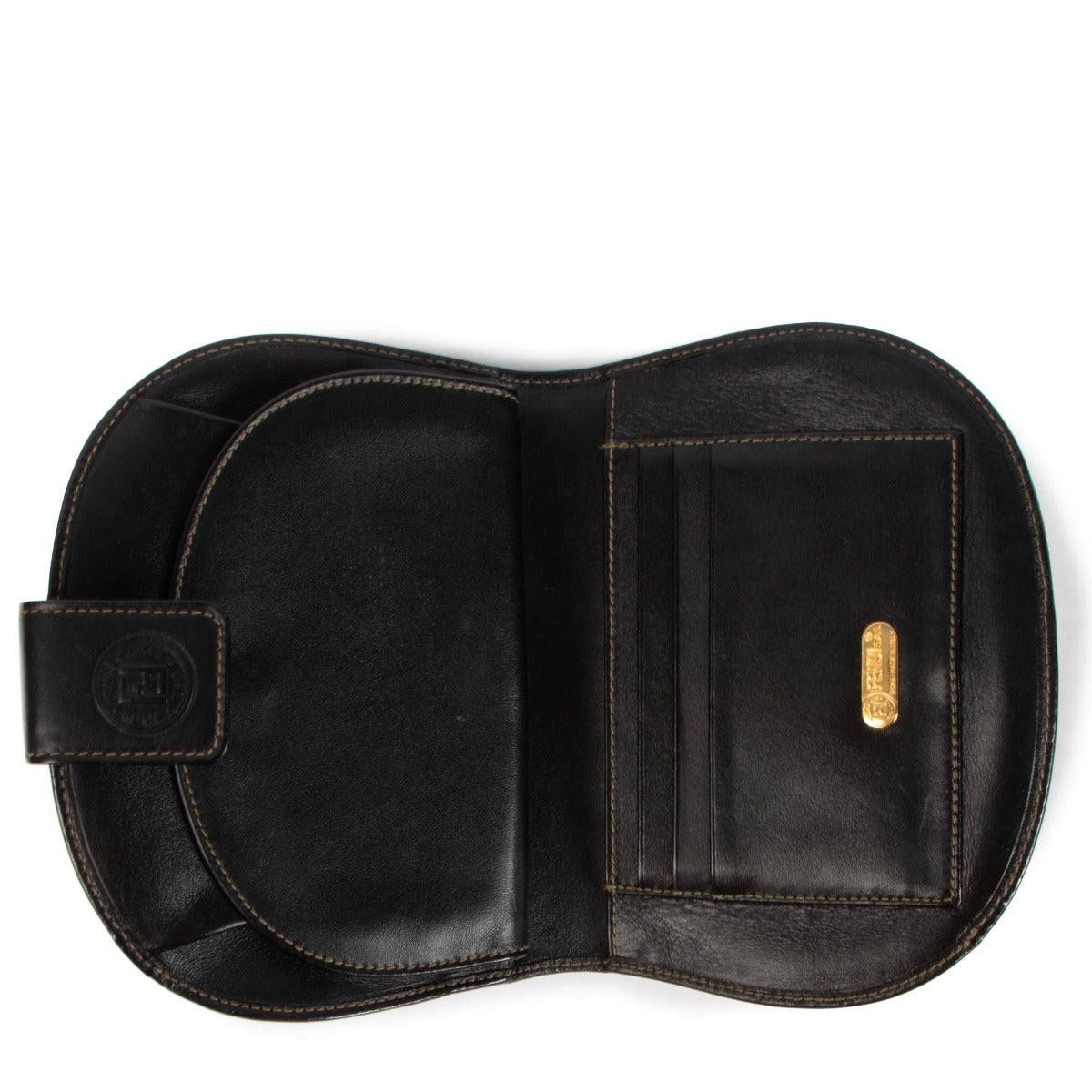 Portefeuille vintage Fendi rayures Pequin marron