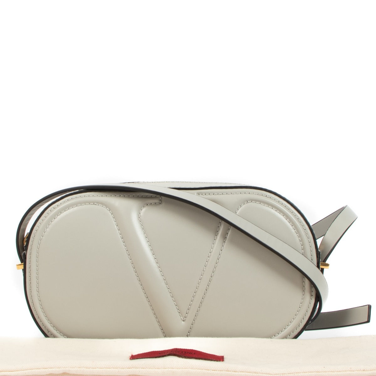 Valentino Garavani Grey V Logo Stitch Bag