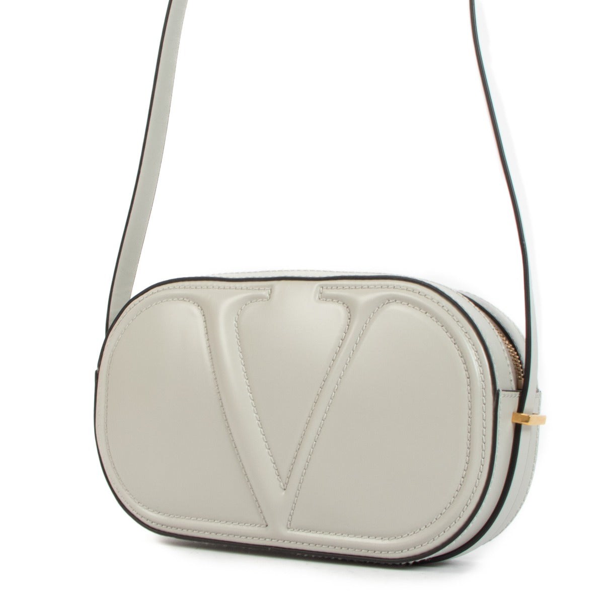 Valentino Garavani Grey V Logo Stitch Bag