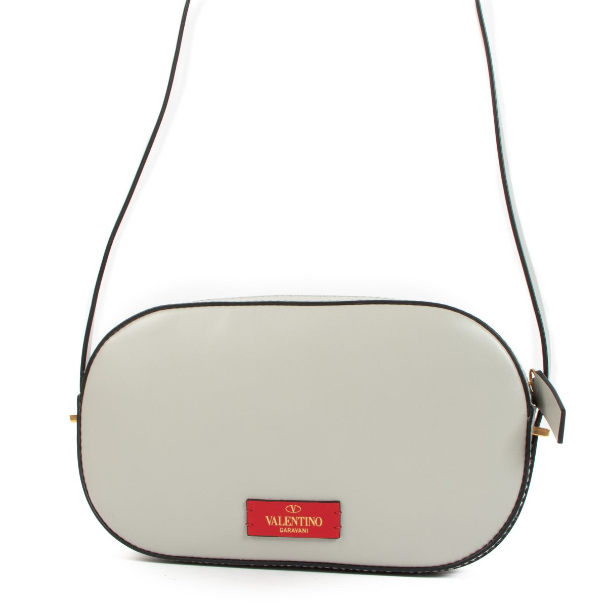 Sac Valentino Garavani gris en point de croix avec logo V