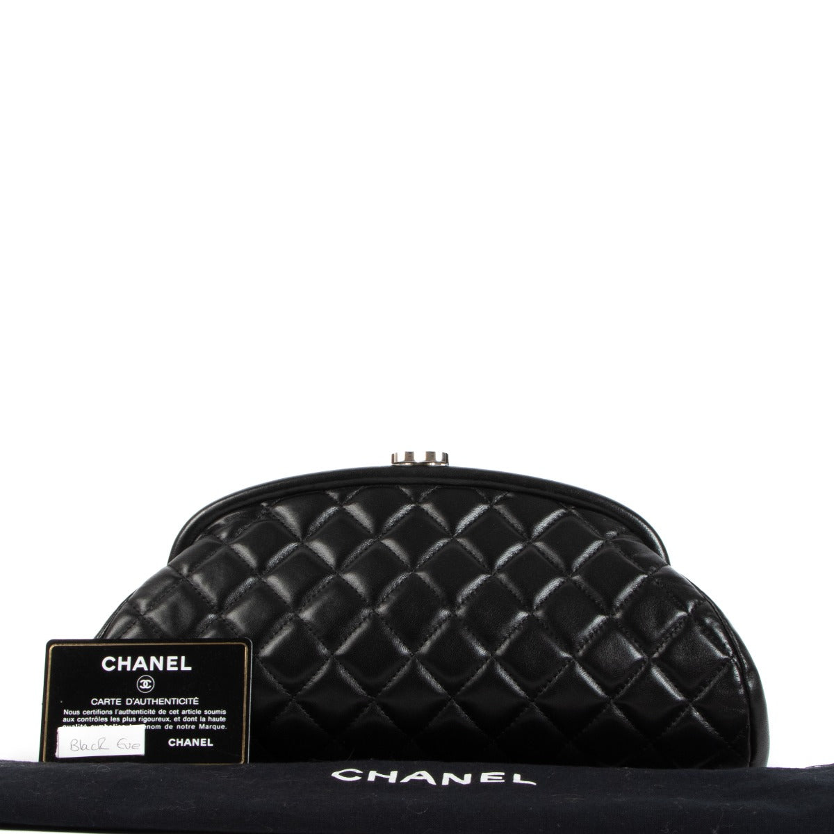 Chanel Black Quilted Lambskin Clutch