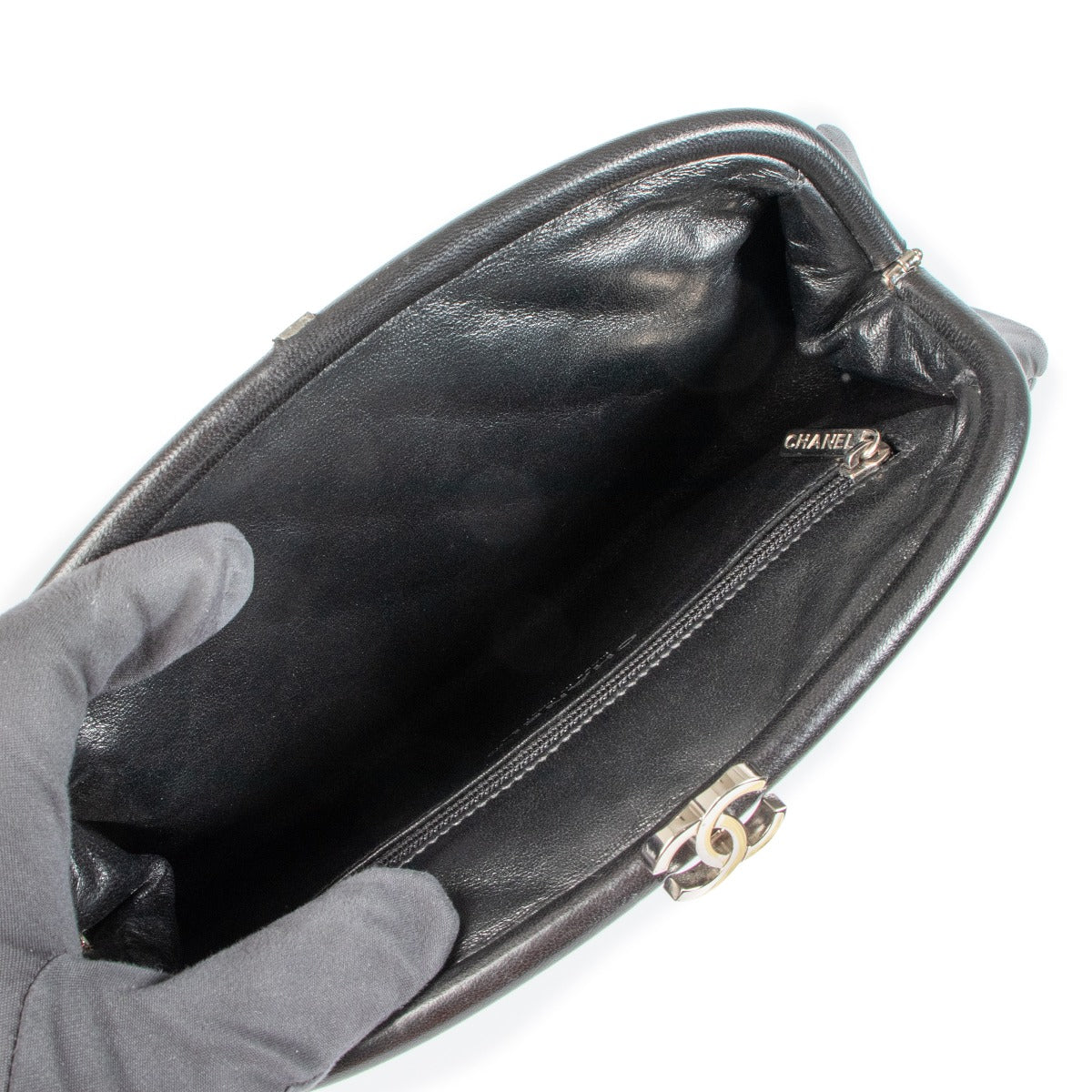 Chanel Black Quilted Lambskin Clutch