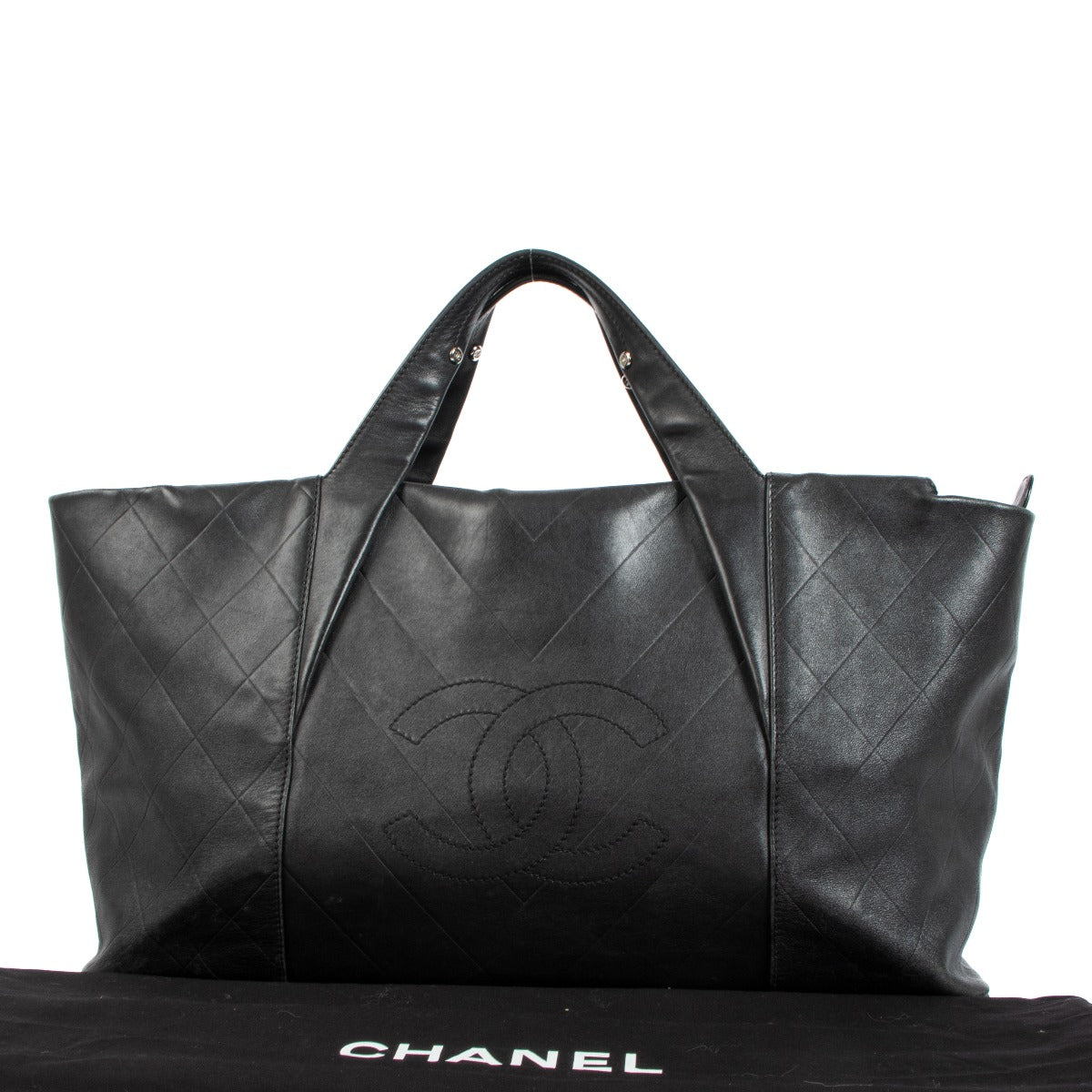 Buy an authentic Chanel Black Large Leather Tote Bag on LabelLov.com