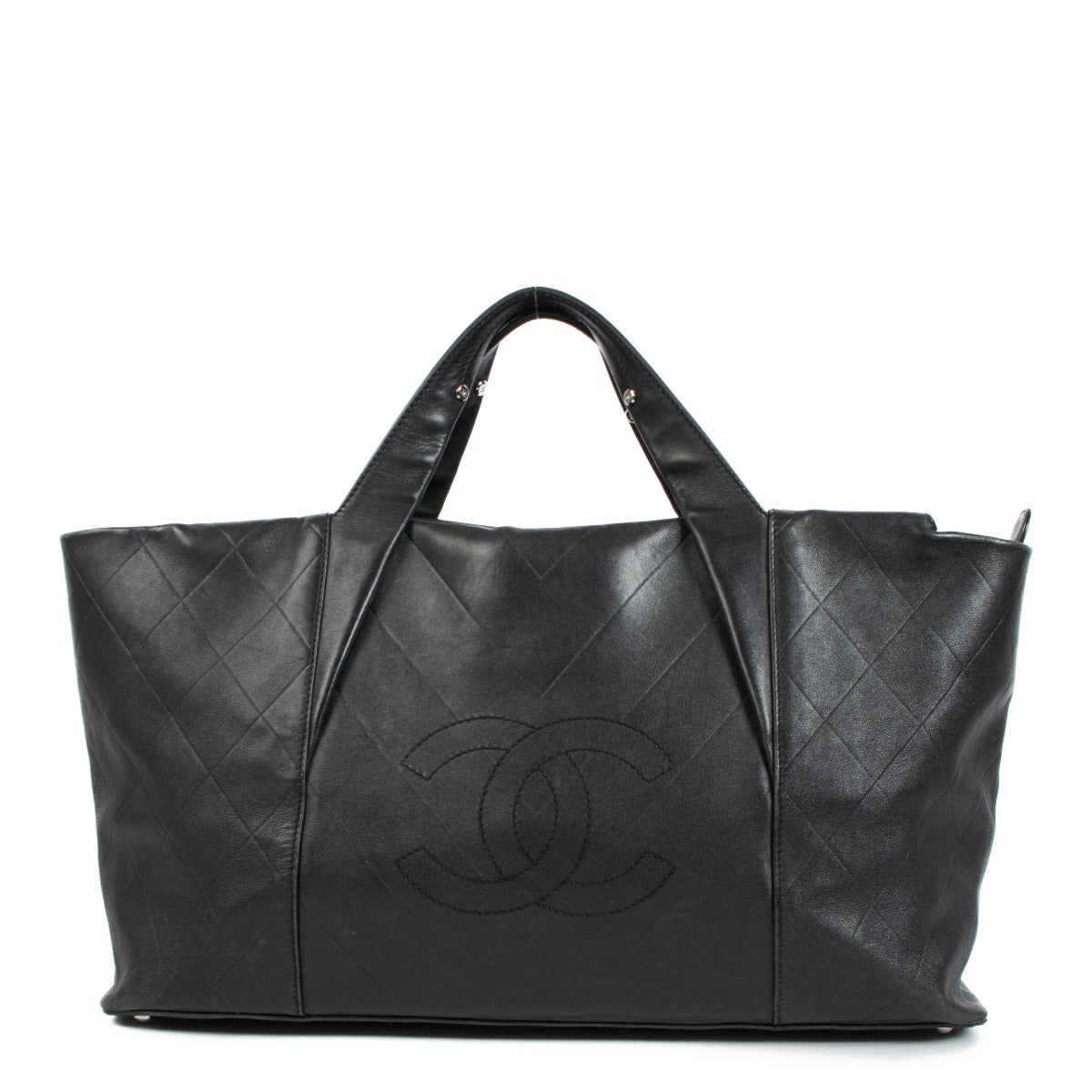 Chanel Black CC Large Leather Tote Bag