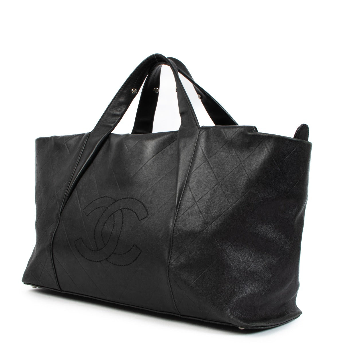 Buy an authentic Chanel Black Large Leather Tote Bag on LabelLov.com