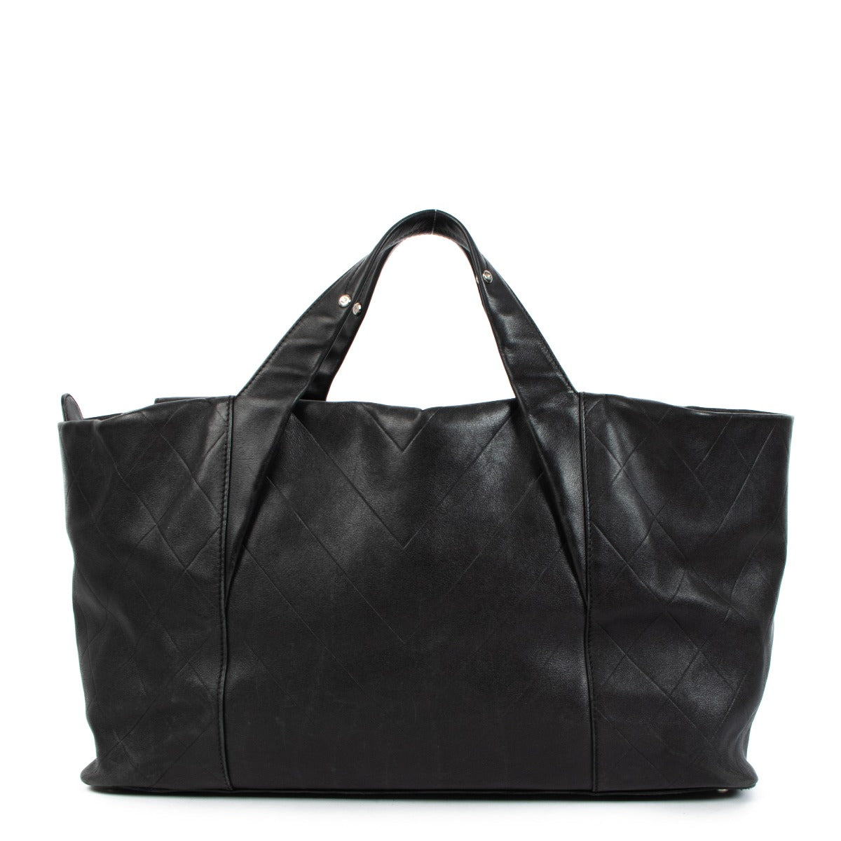 Chanel Zwarte CC Grote Leren Tote Tas