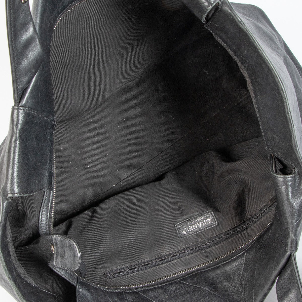 Chanel Zwarte CC Grote Leren Tote Tas