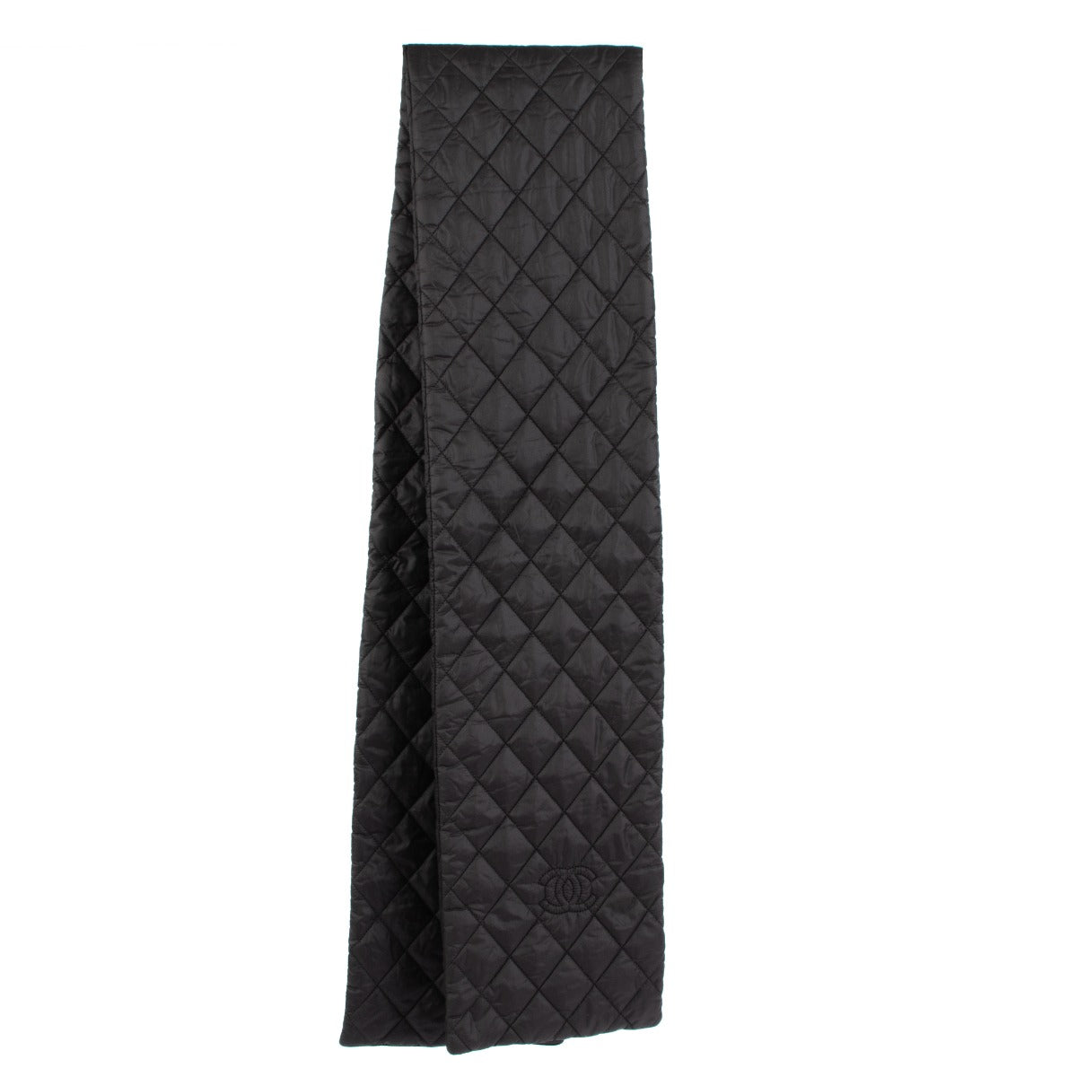 Chanel Black Nylon Quilted CC Scarf