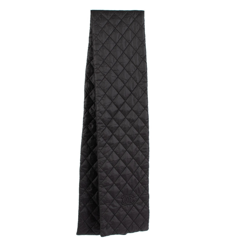 Chanel Black Nylon Quilted CC Scarf