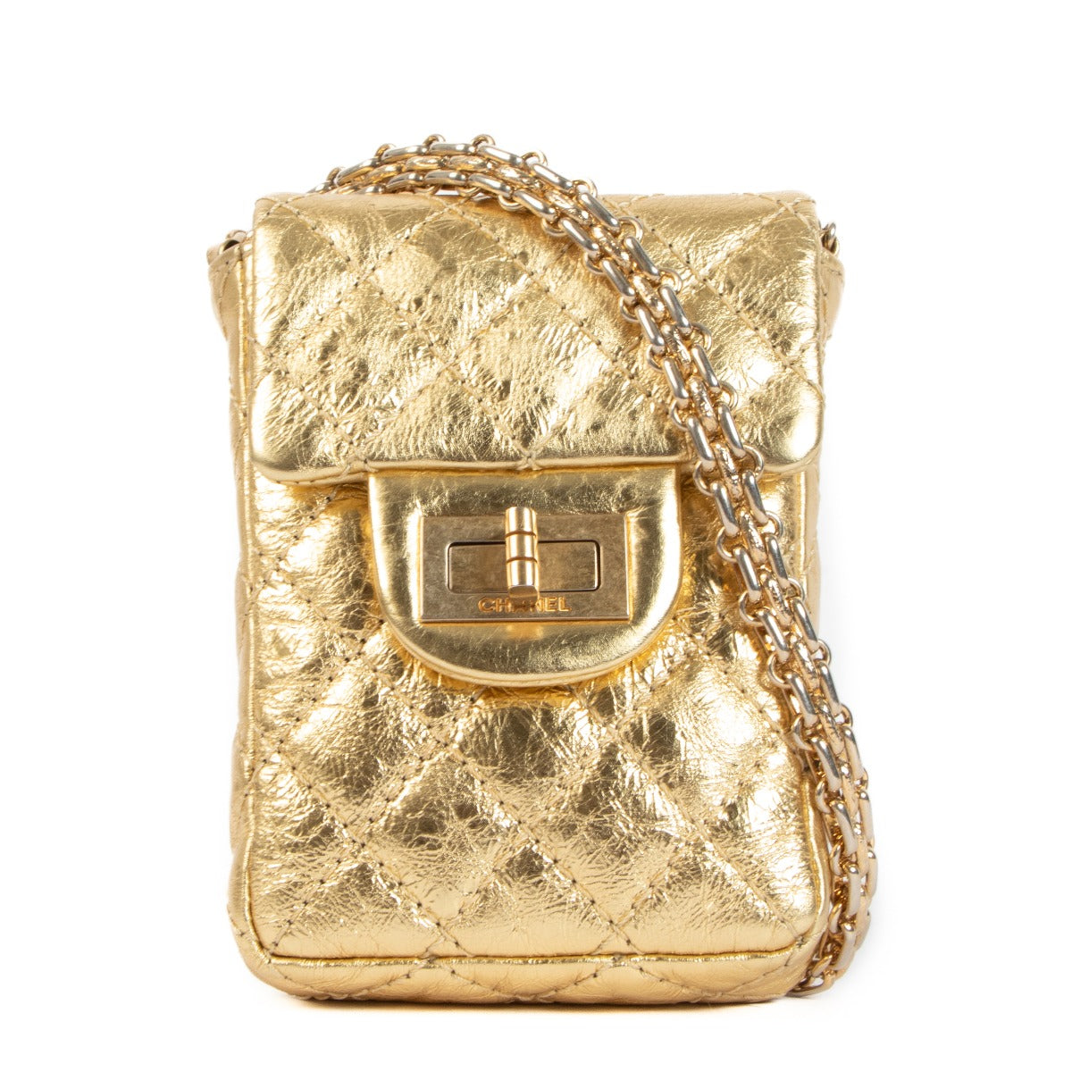 Chanel 2.55 Gold Aged Calfskin Micro Bag