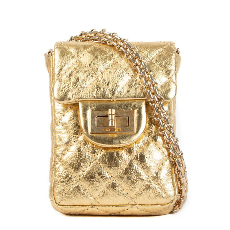 Chanel 2.55 Gold Aged Calfskin Micro Bag