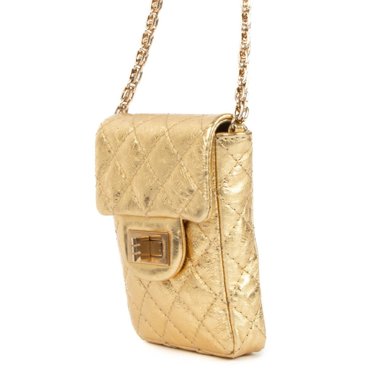 Chanel 2.55 Gold Aged Calfskin Micro Bag