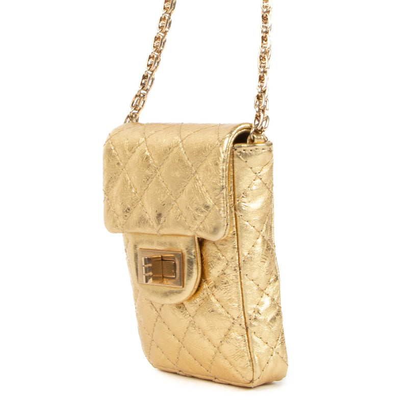 Chanel 2.55 Gold Aged Calfskin Micro Bag