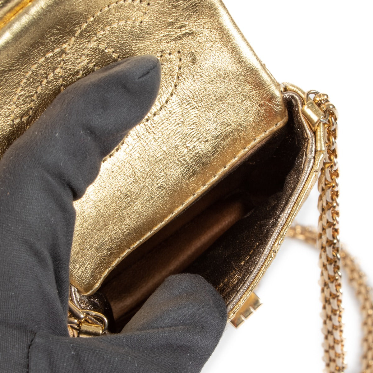 Chanel 2.55 Gold Aged Calfskin Micro Bag