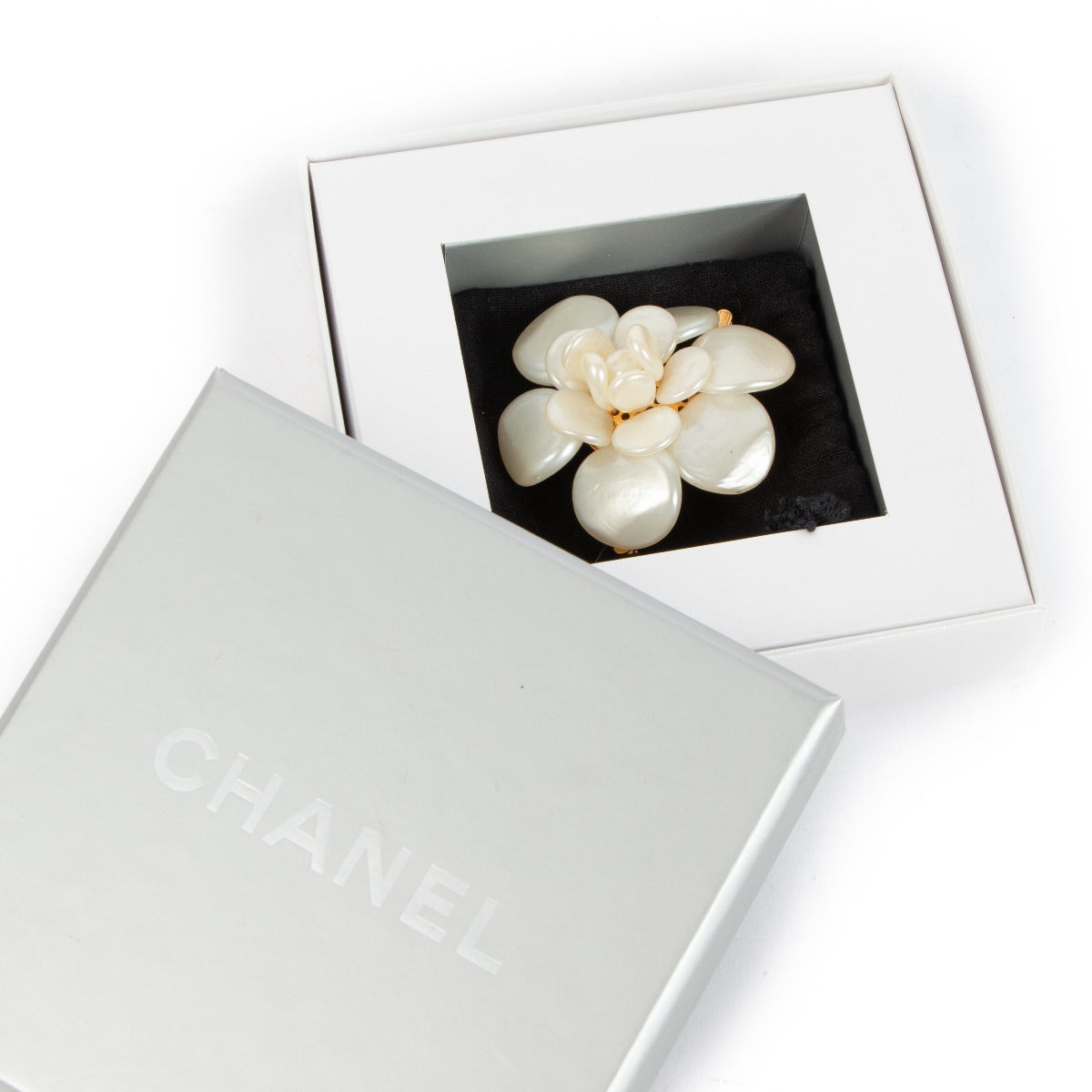 Chanel Vintage White Pearly Camelia Brooch