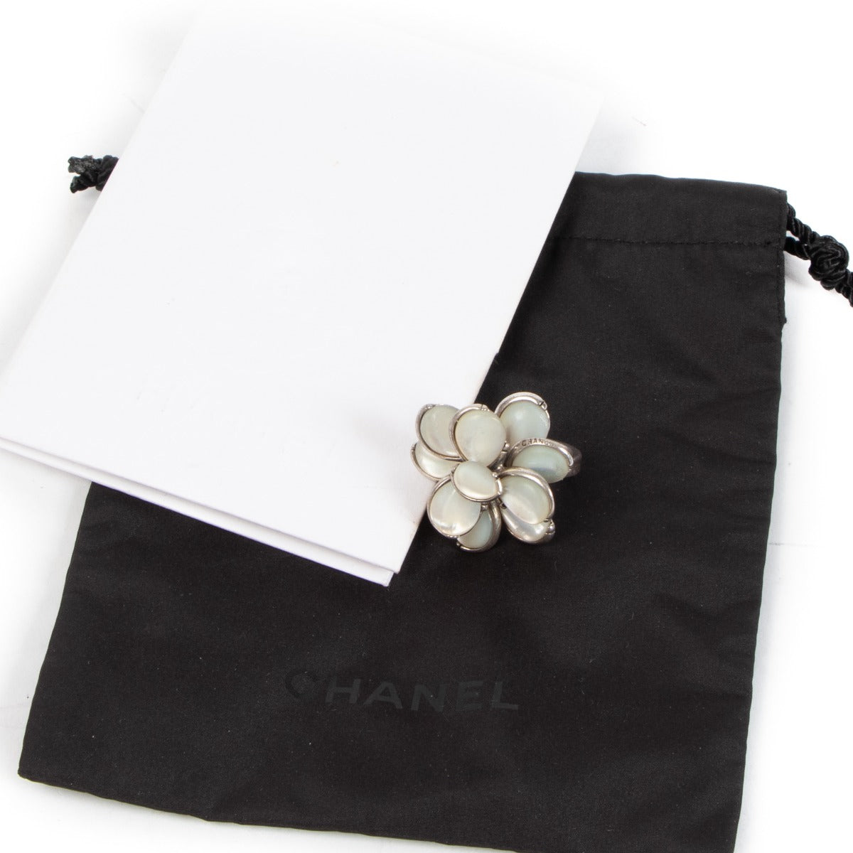 Chanel Silver Pearly Camellia 08V Ring