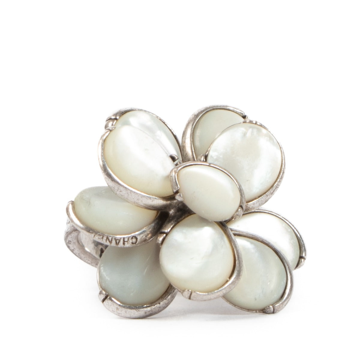 Chanel Silver Pearly Camellia 08V Ring
