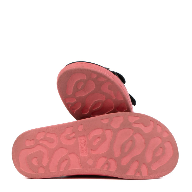 Shop safe online at Labellov in Antwerp, Brussel and Knokke this 100% authentic second hand Alexander McQueen Black/Coral/Silver Matt Vegetan Sandals