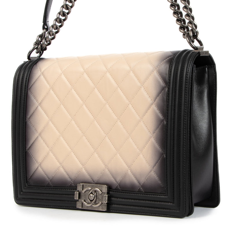 shop authentic second hand Chanel Ombre Black Large Boy Crossbody on Labellov.com