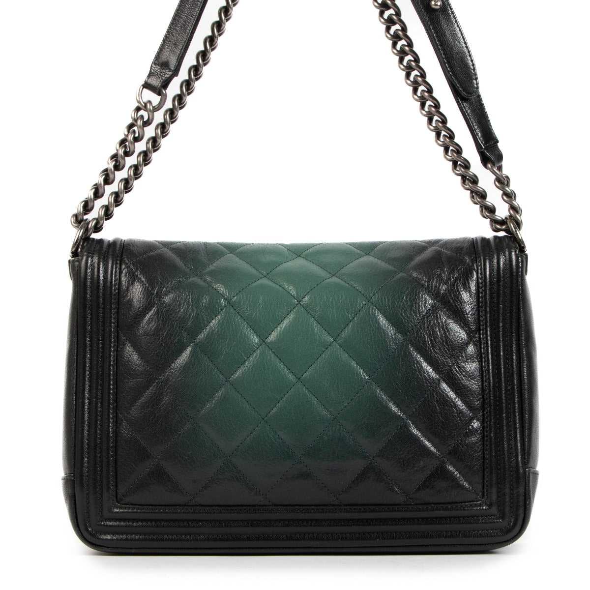 Chanel Green Ombre Quilted Goatskin Maxi Boy Bag