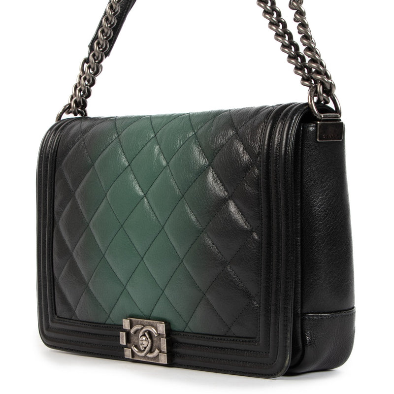 Chanel Green Ombre Quilted Goatskin Maxi Boy Bag