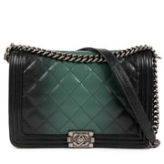 Chanel Green Ombre Quilted Goatskin Maxi Boy Bag