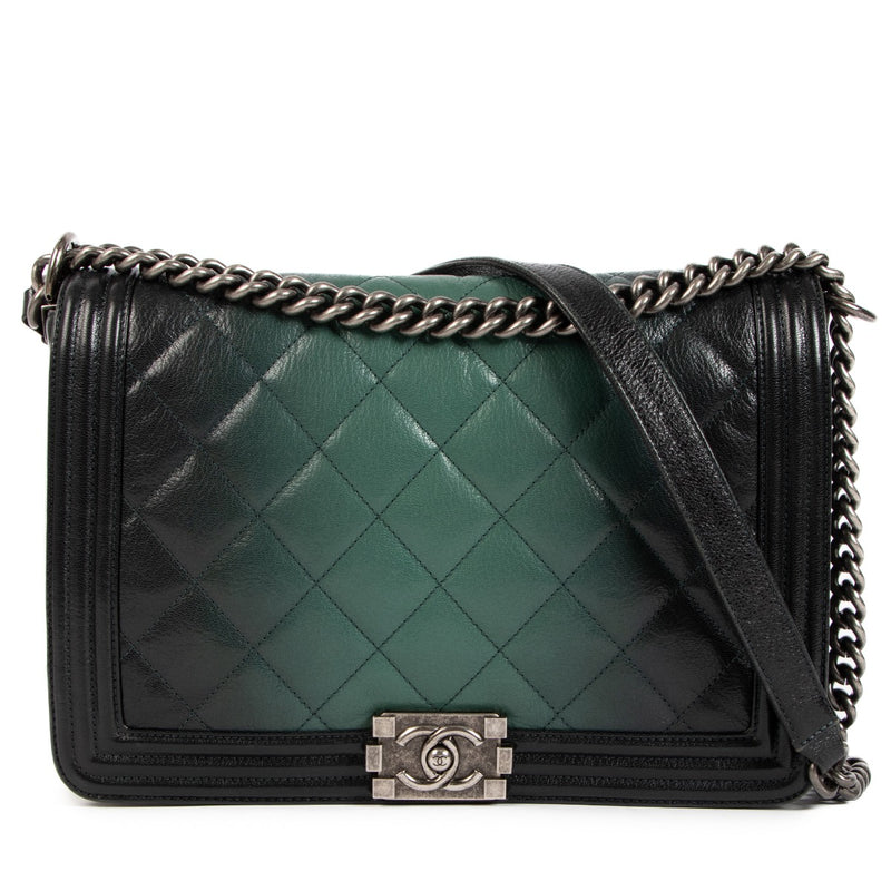 Chanel Green Ombre Quilted Goatskin Maxi Boy Bag