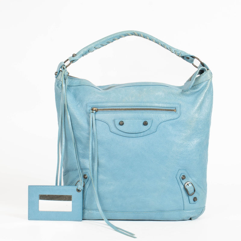 Authentic pre-loved Balenciaga Blue Arena Day Shoulder Bag on Labellov.com