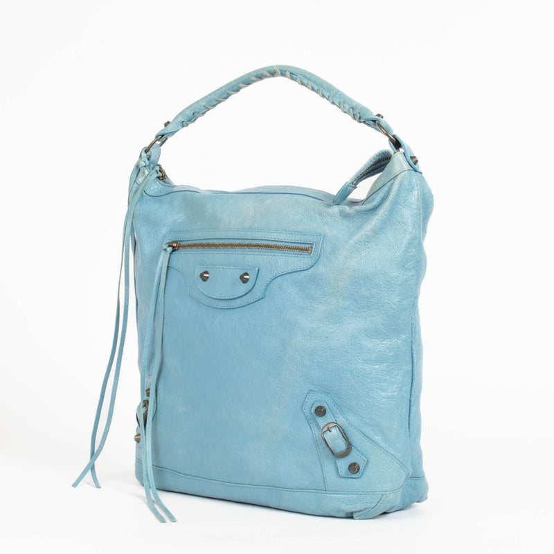 Authentic pre-loved Balenciaga Blue Arena Day Shoulder Bag on Labellov.com
