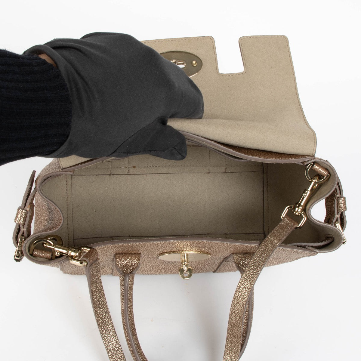 shop 100% authentic second hand Mulberry Gold Leather Mini Bayswater Bag on Labellov.com